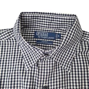 Polo Ralph Lauren Men Sz M Kindred Black White Check Cotton Button Down Shirt‎